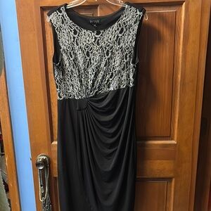 Elegant Black and Silver Lace Dress